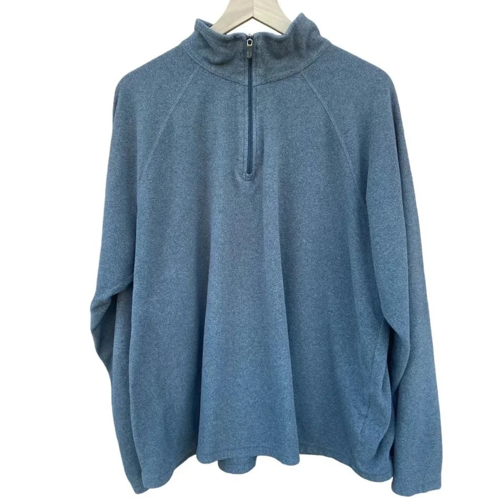 Land's End Gray Fleece Quarter Zip Pullover, XXL